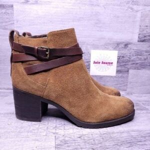 Sam Edelman Hannah Suede Lug Sole Moto Ankle Boot Brown Women's sz 10